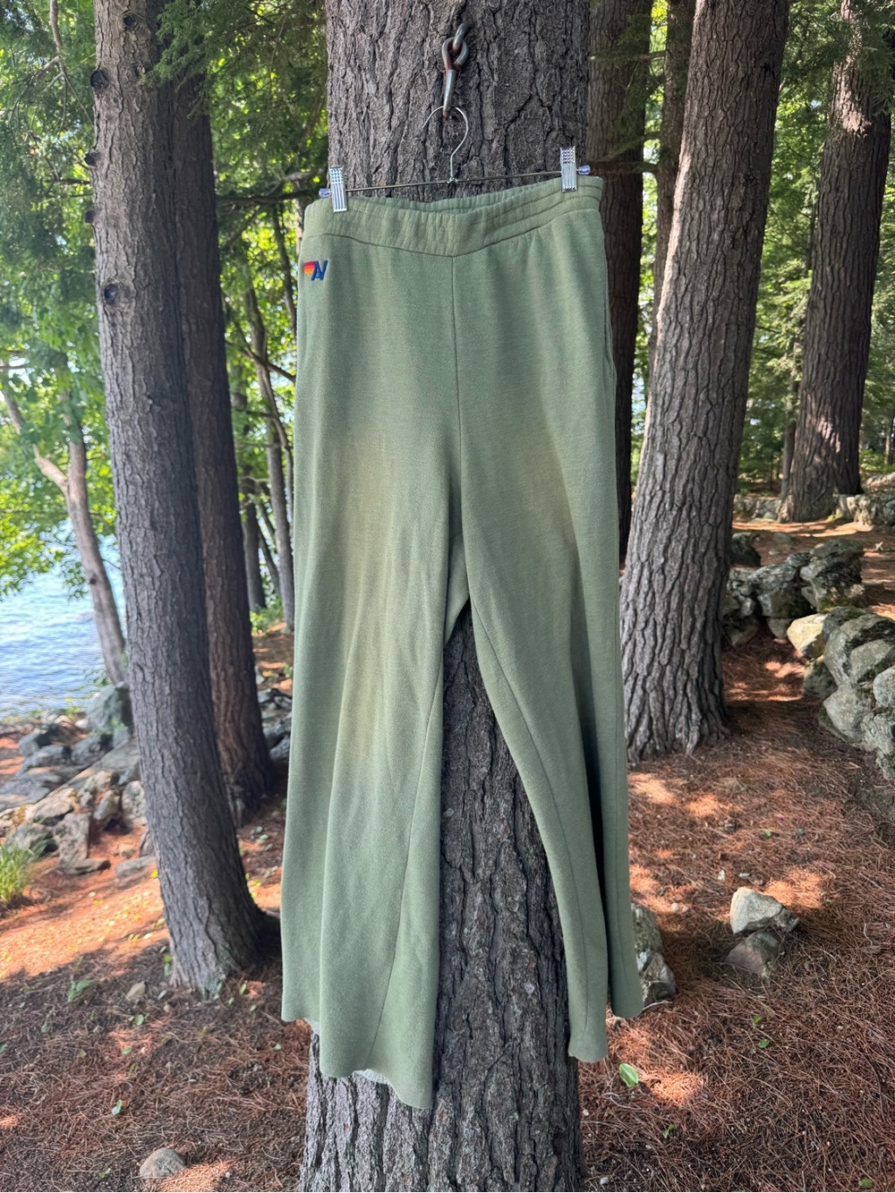 Aviator Nation Wide Leg Sweatpants Faded Army M